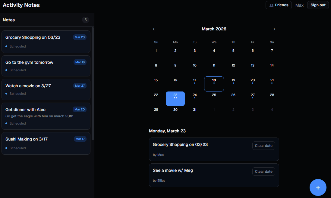 Calendar Notes App